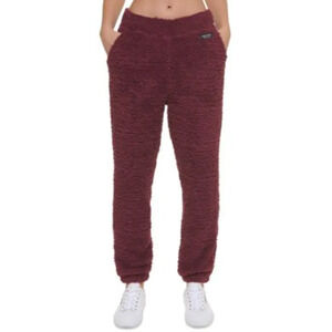 CALVIN KLEIN PERFORMANCE Shaggy Knit Joggers Small Red Sherpa Comfort Pants NWT